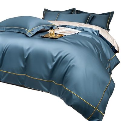 Домой 200-Count Tencel Вышитые двойные ледяные шелковые простыни и шелковые гладкие обнаженные одеяла