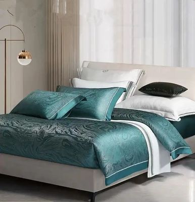 Ротационный экран печатает роскошный 19 мм шелковый хлопковый Jacquard 4Pcs Quilt Cover постельное белье набор