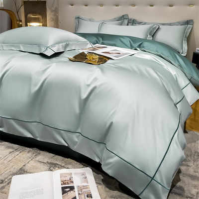 Домой 200-Count Tencel Вышитые двойные ледяные шелковые простыни и шелковые гладкие обнаженные одеяла