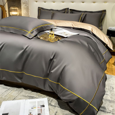 Домой 200-Count Tencel Вышитые двойные ледяные шелковые простыни и шелковые гладкие обнаженные одеяла