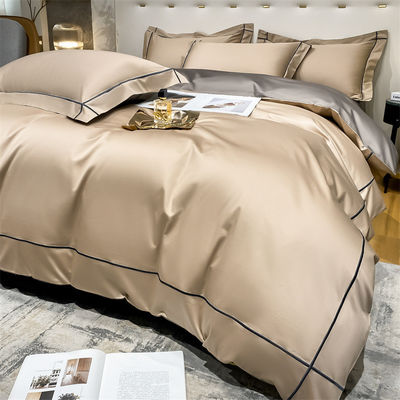 Домой 200-Count Tencel Вышитые двойные ледяные шелковые простыни и шелковые гладкие обнаженные одеяла