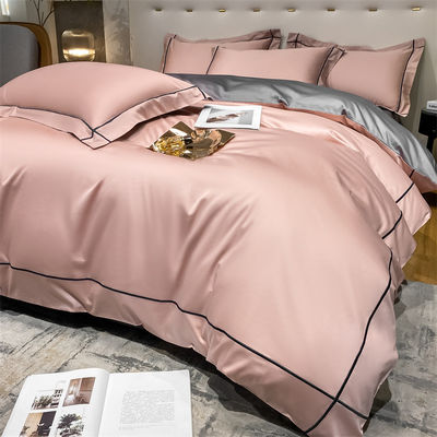 Домой 200-Count Tencel Вышитые двойные ледяные шелковые простыни и шелковые гладкие обнаженные одеяла