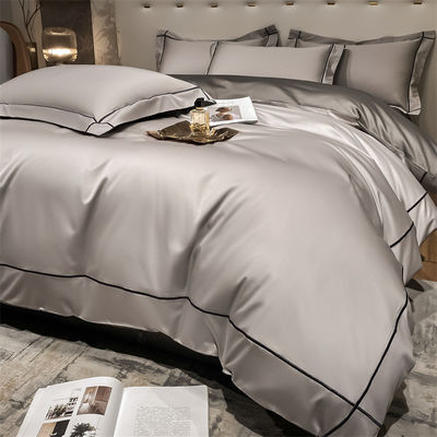 Домой 200-Count Tencel Вышитые двойные ледяные шелковые простыни и шелковые гладкие обнаженные одеяла