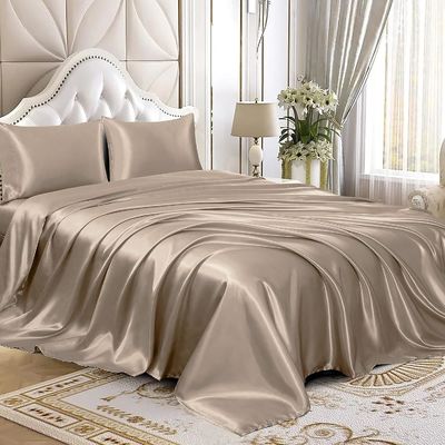 Настраиваемые атласные простыни постельное белье набор Twin Size 2 PCS плоский постельный белье с тканым дизайном