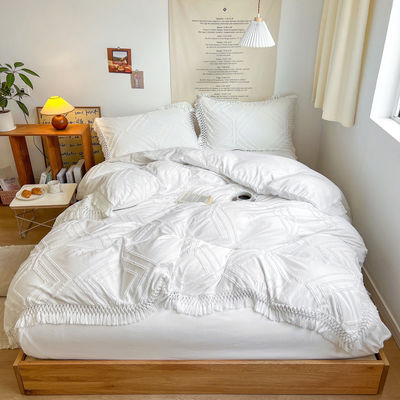 2024 Luxury Bohemian Princess Tassels Jacquard Duvet Cover Set с индивидуальным логотипом