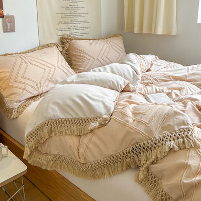 2024 Luxury Bohemian Princess Tassels Jacquard Duvet Cover Set с индивидуальным логотипом