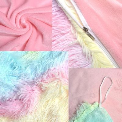 200TC Счет нитей Постельное белье набор Фальшивое меховое одеяло Mink Rainbow Plush Пушистый роскошный набор простыней