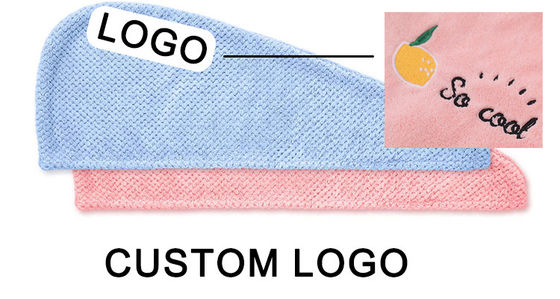 Главная Custom Logo Микроволокно для сушки волос полотенце обернуть тюрбан для быстрой сушки