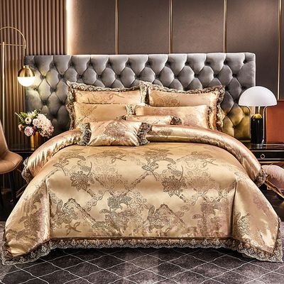Luxury European Style Satin Jacquard Lace Modal Fiber Четырехкомпонентное постельное белье